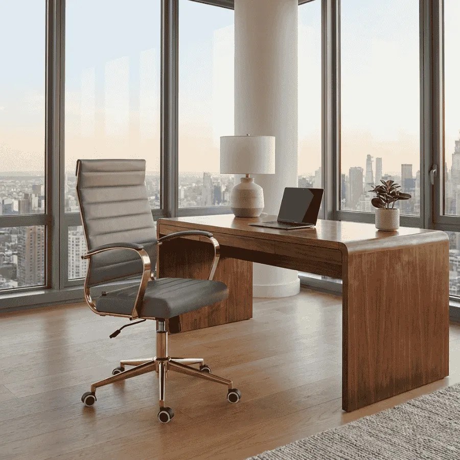 Cadeira de Escritório Havana Couro Sintético Cinzenta