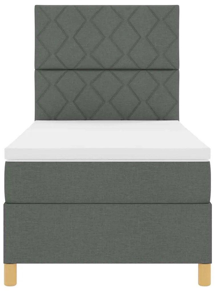 Cama Box Spring com Colchão Cinza Escuro 100x200 cm Tecido