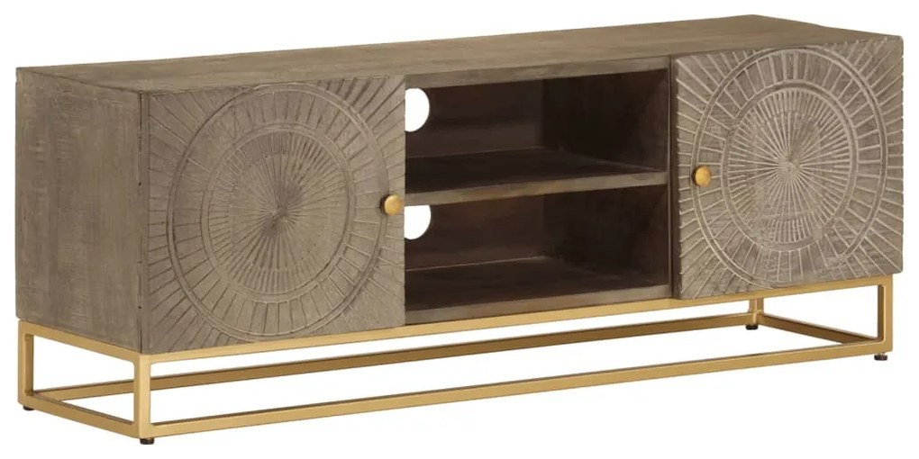 vidaXL Móvel de TV 110x30x40 cm madeira de mangueira maciça e ferro