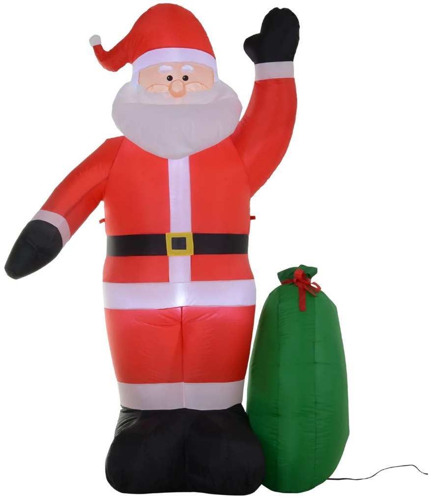 Papai Noel Inflável Decoração de Natal Com LED Soprador de Luz 150 × 60 × 240cm