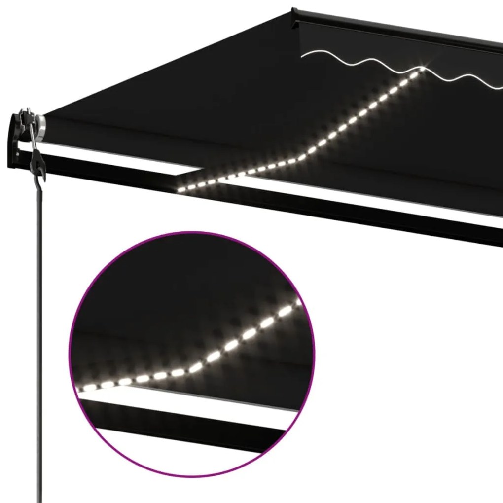 Toldo automático com LED e sensor de vento 500x350 cm antracite