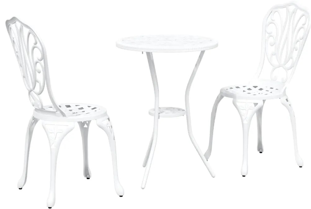 Conjunto de Bistrô de Jardim 3 Peças vidaXL Alumínio Fundido Branco