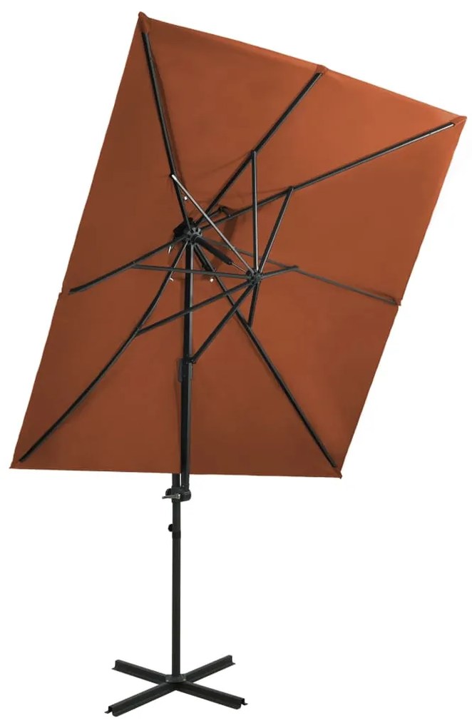 vidaXL Guarda-sol jardim cantilever toldo duplo 250x250 cm terracotta