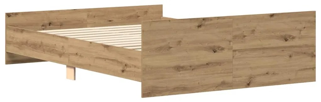 Estrutura de cama sem colchão 140x190 cm carvalho artesanal