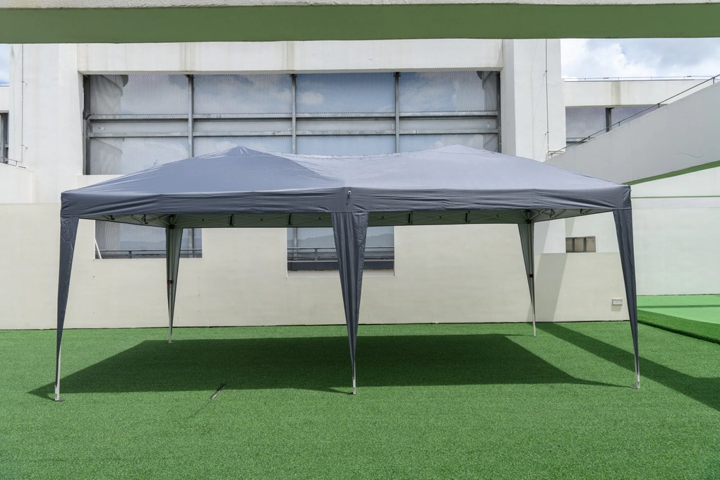 Tenda retrátil retrátil de 3 x 6 m com bolsa de transporte sobre rodas e proteção UV 50+, tenda para festas branca