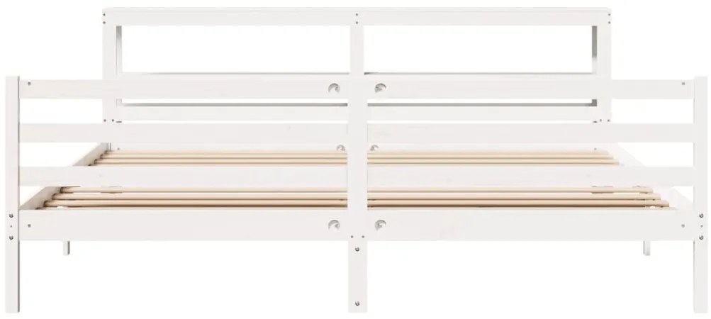 Cama sem colchão 200x200 cm madeira de pinho maciça branco