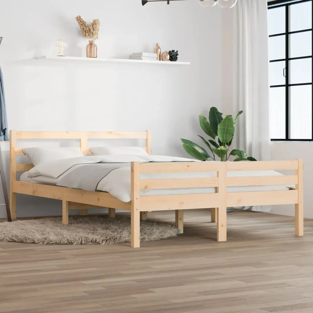vidaXL Estrutura de cama sem colchão 140x200 cm madeira maciça