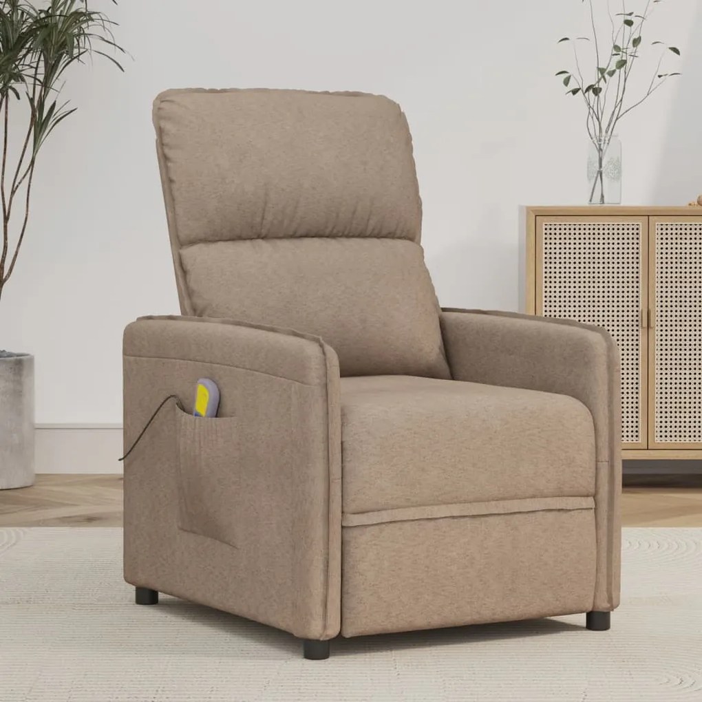 vidaXL Poltrona de massagens microfibra cinzento-acastanhado