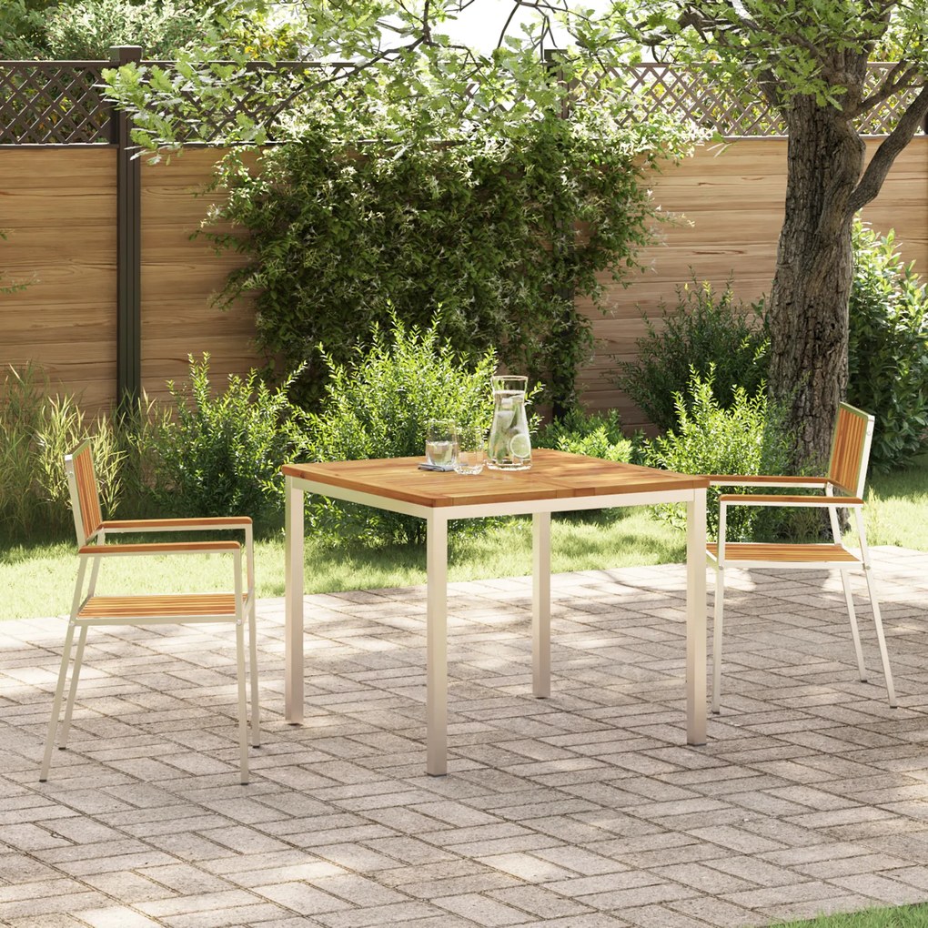 Conjunto de Jantar de Jardim vidaXL 3 Peças de Madeira Acácia Sólida