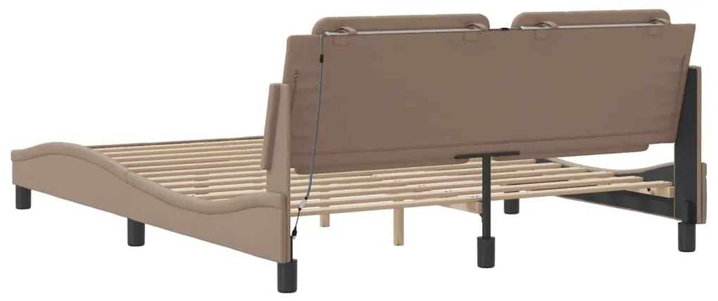 Estrutura cama cabeceira 160x200 cm couro artificial cappuccino