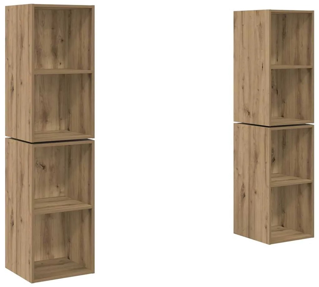 Gabinete de TV de Parede 4 pcs Carvalho Artesanal
