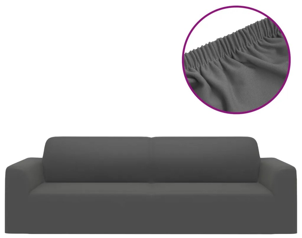 Capa de sofá elástica 3 lugares jersey de poliéster antracite