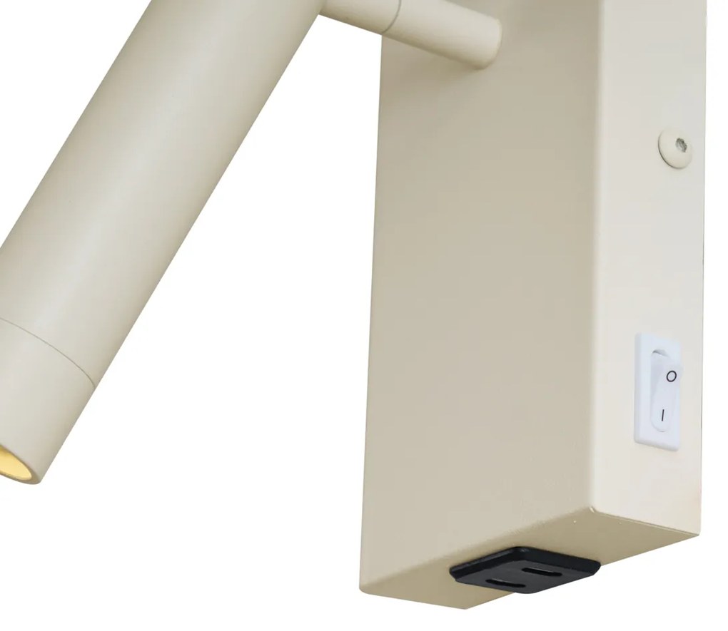 Candeeiro de Parede Moderno Bege Ajustável com USB-C - Croft