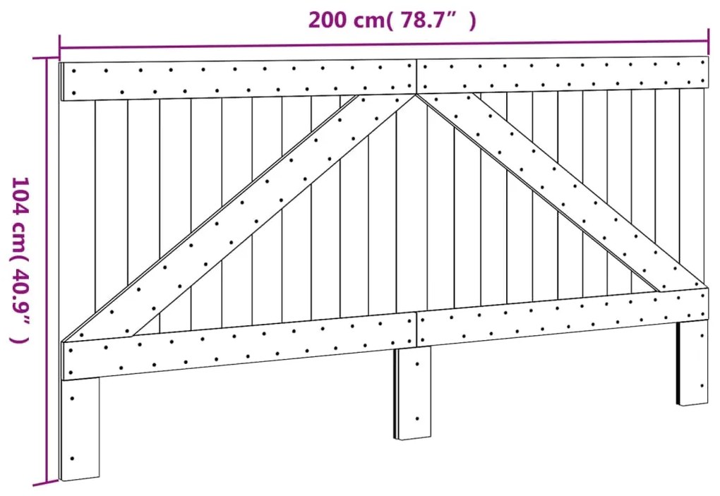 Cabeceira 200x104 cm madeira de pinho maciça