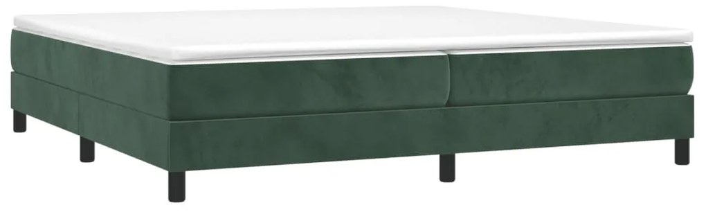 Cama com molas/colchão 200x200 cm veludo verde-escuro