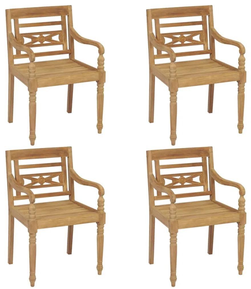 3073292 vidaXL Cadeiras Batávia 4 pcs madeira de teca maciça