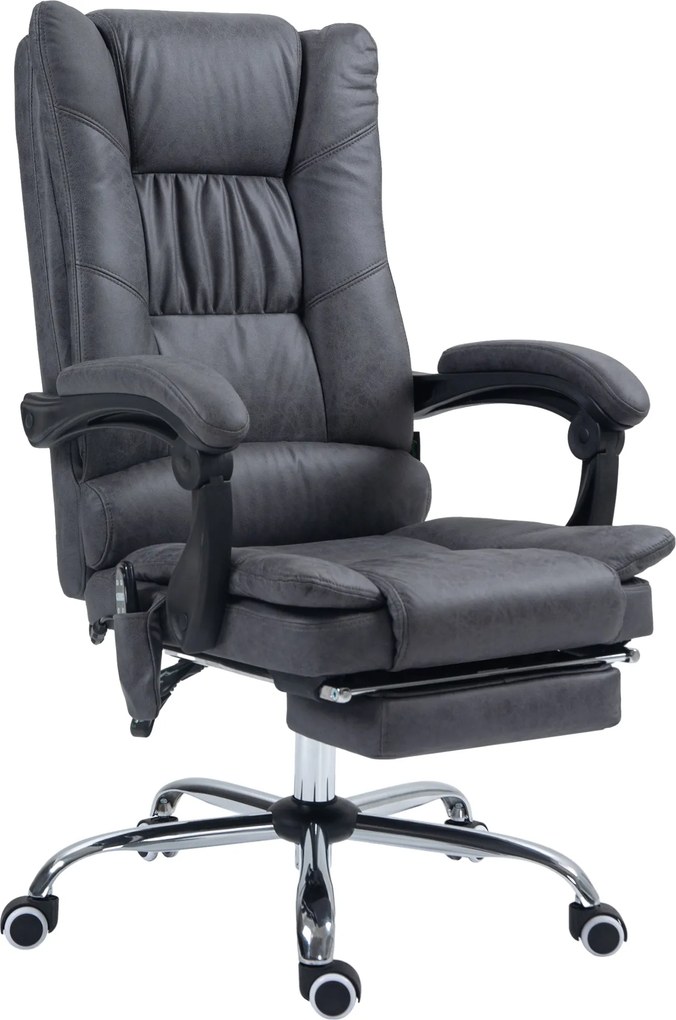 Vinsetto Cadeira de massagem para escritório com função de massagem, incl. apoio para os pés, altura ajustável, 64 cm x 70 cm x 118 cm, Preto | Aosom Portugal