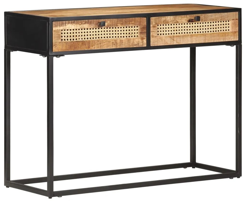 vidaXL Mesa consola 100x35x75 cm mangueira áspera e palha natural