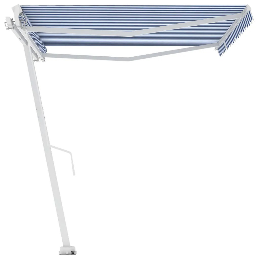 Toldo retrátil manual independente 450x300 cm azul e branco