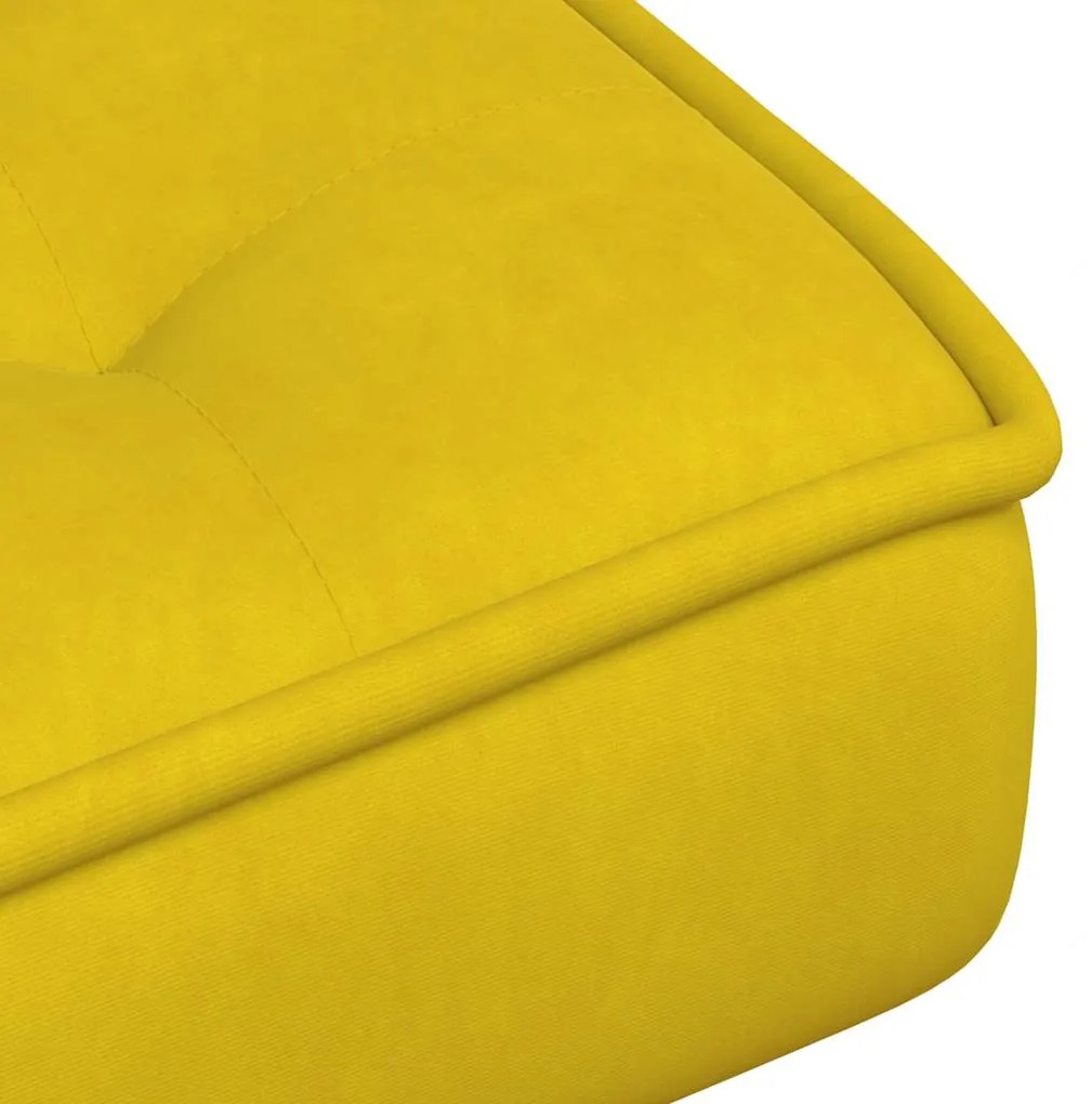Cadeira de relaxamento com banco em veludo amarelo