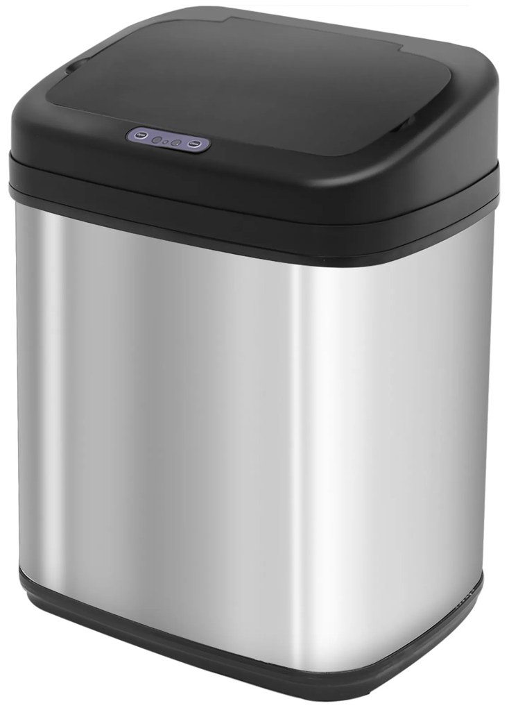HOMCOM Balde de Lixo Automático 20L com Sensor Infravermelho Abertura Automática Cubo Amovível  33x25x42,5 cm Prata e Preto | Aosom Portugal
