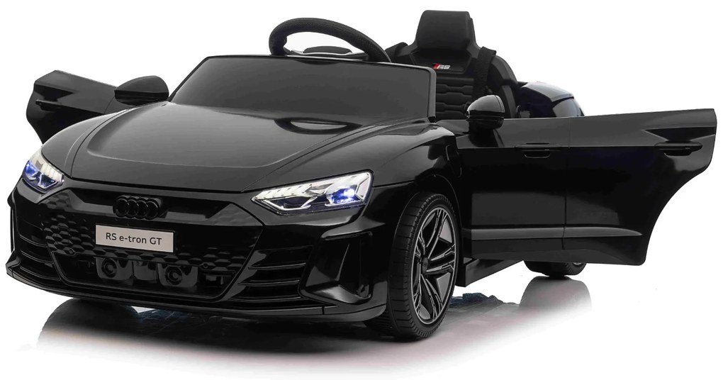 Carro elétrico para crianças Audi RS E-tron GT 12V, controlo remoto, USB / AUX, Bluetooth, bateria de lítio, luzes LED licença ORIGINAL Preto