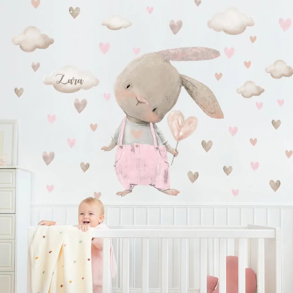 Papel autocolantes - Coelhinho em rosa pastel
