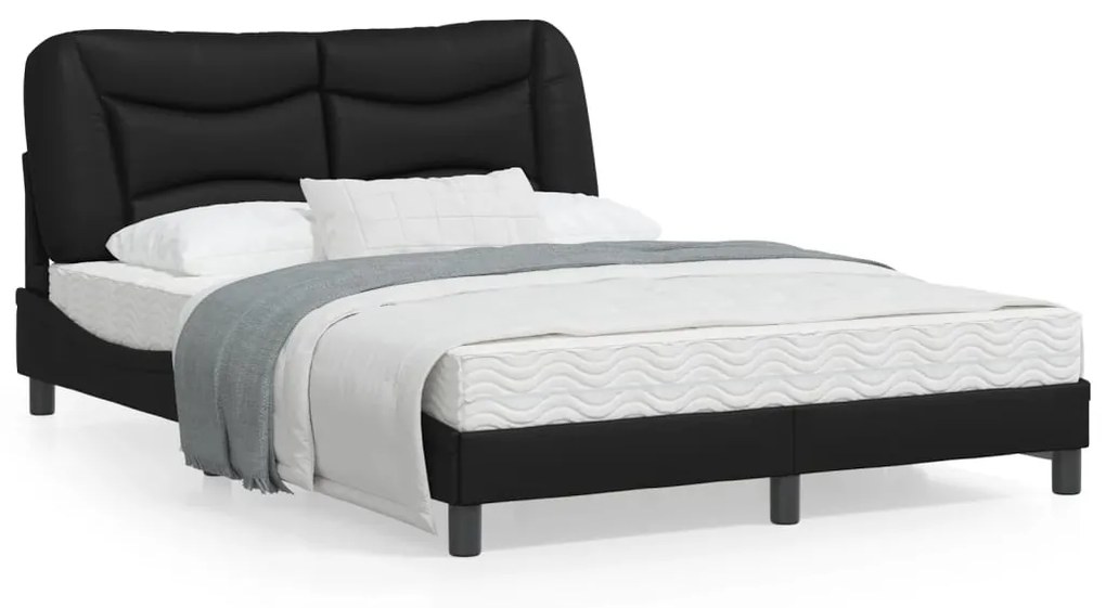 vidaXL Estrutura de cama c/ luzes LED 120x200cm couro artificial preto