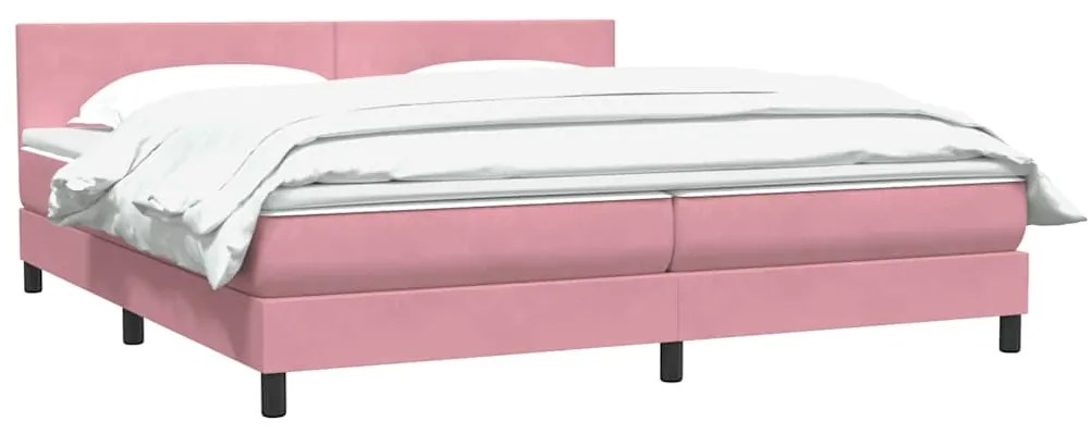 Cama com molas colchão 200x210 cm veludo rosa