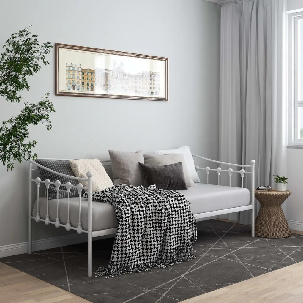 vidaXL Sofá-cama 90x200 cm metal branco