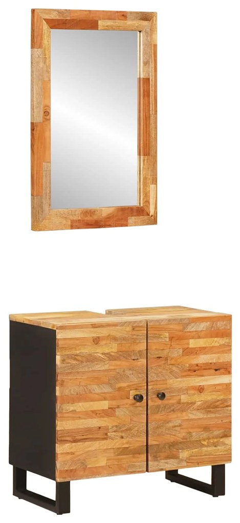 vidaXL Conjuntos de Banheiro 2 pcs Natural Madeira de manga maciça