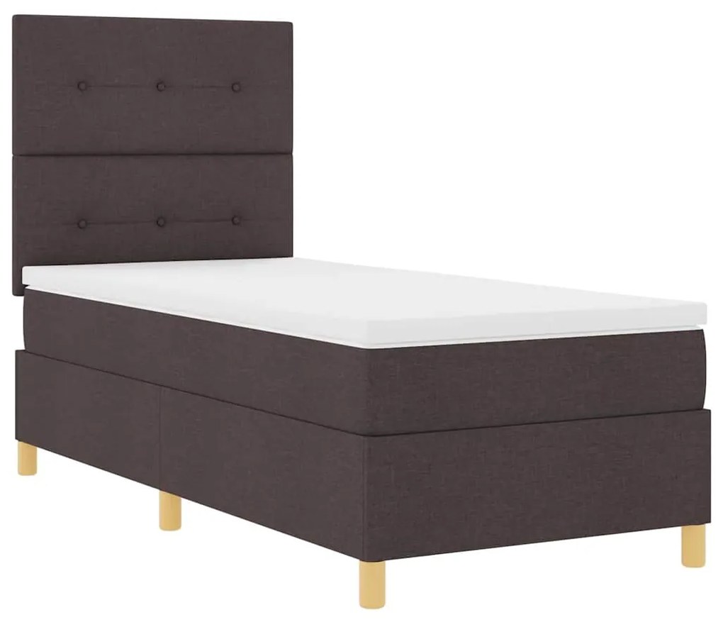 Cama Box Spring com Colchão Marrom Escuro 80x200 cm Tecido