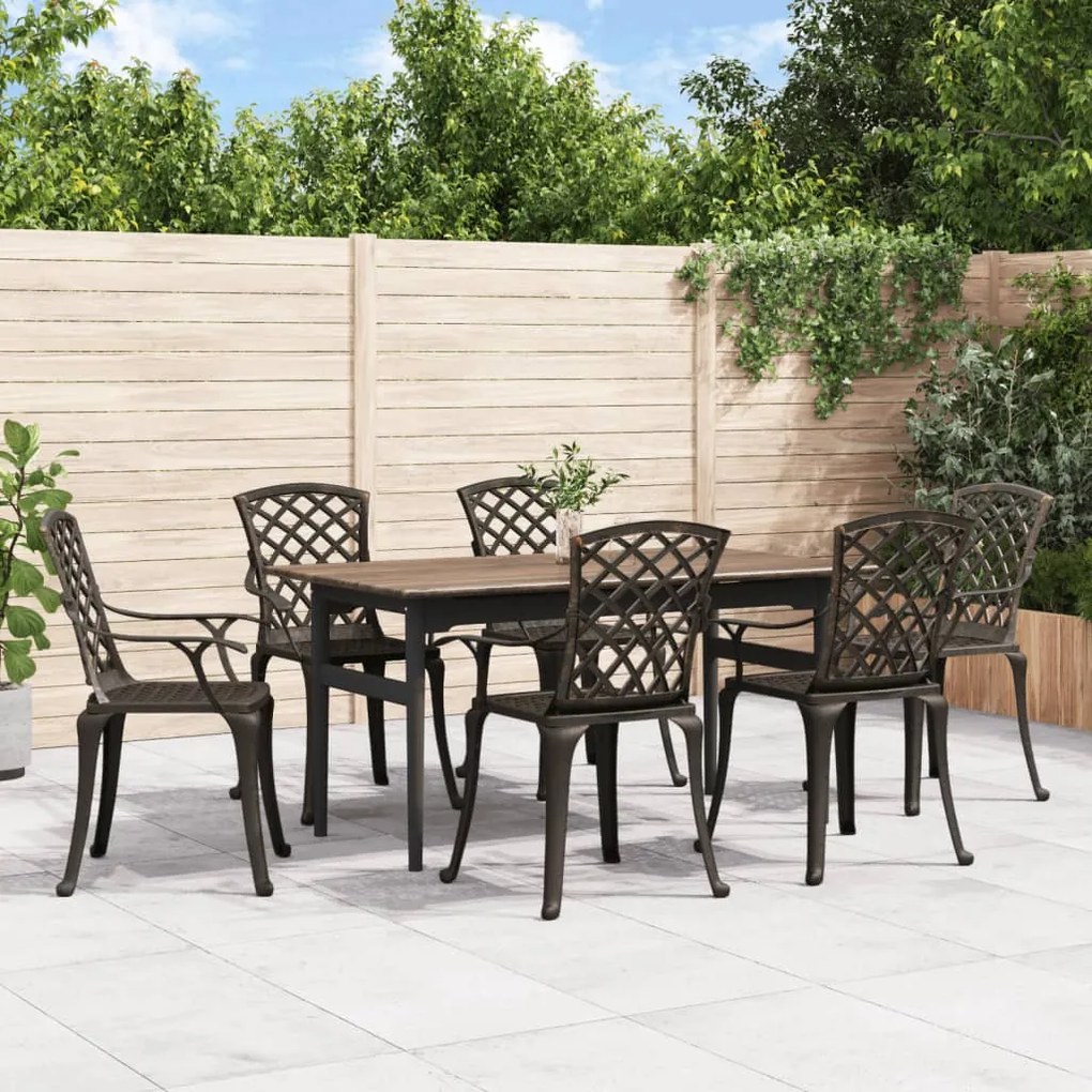 vidaXL Cadeiras de jardim 6 pcs alumínio fundido bronze