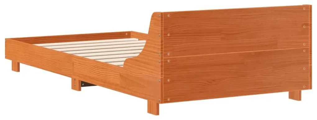Cama sem colchão 90x190 cm madeira de pinho maciça castanho-mel