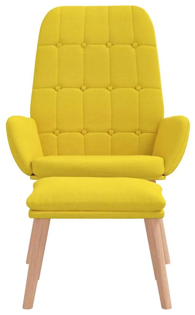 Cadeira de descanso com apoio de pés tecido amarelo-claro