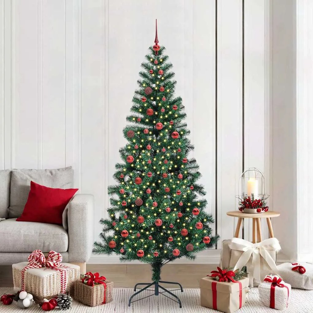 vidaXL Árvore de Natal Artificial Pré-iluminada Verde 210 cm