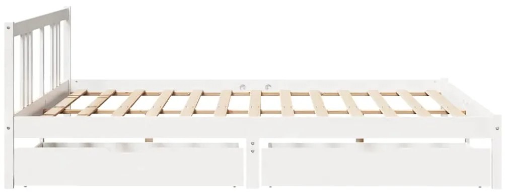 Cama sem colchão 200x200 cm madeira de pinho maciça branco