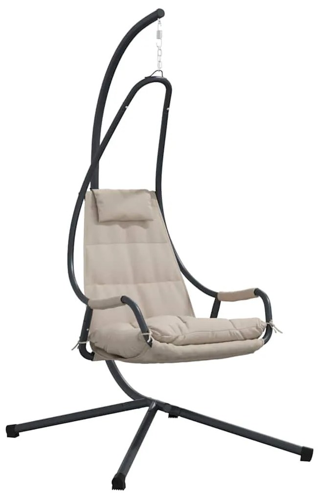Cadeira Suspensa com Suporte e Almofada Taupe de Aço