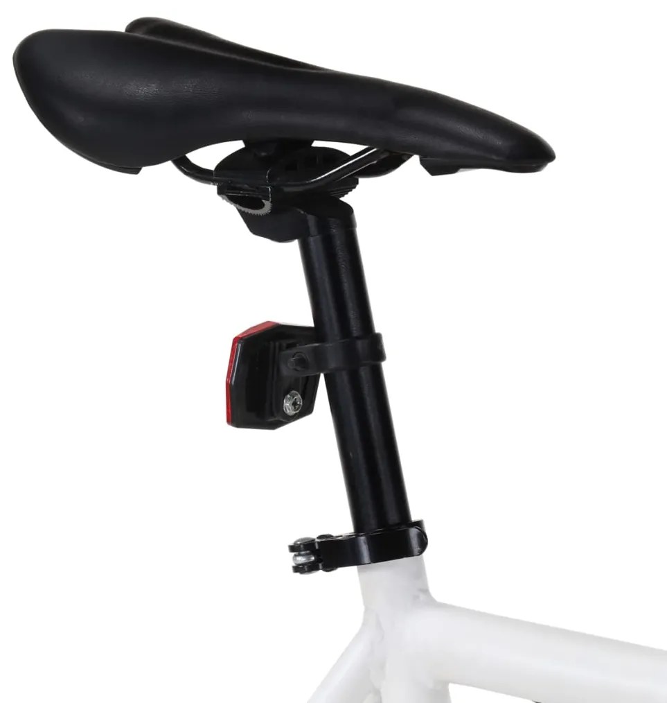 Bicicleta de mudanças fixas 700c 55 cm branco e preto