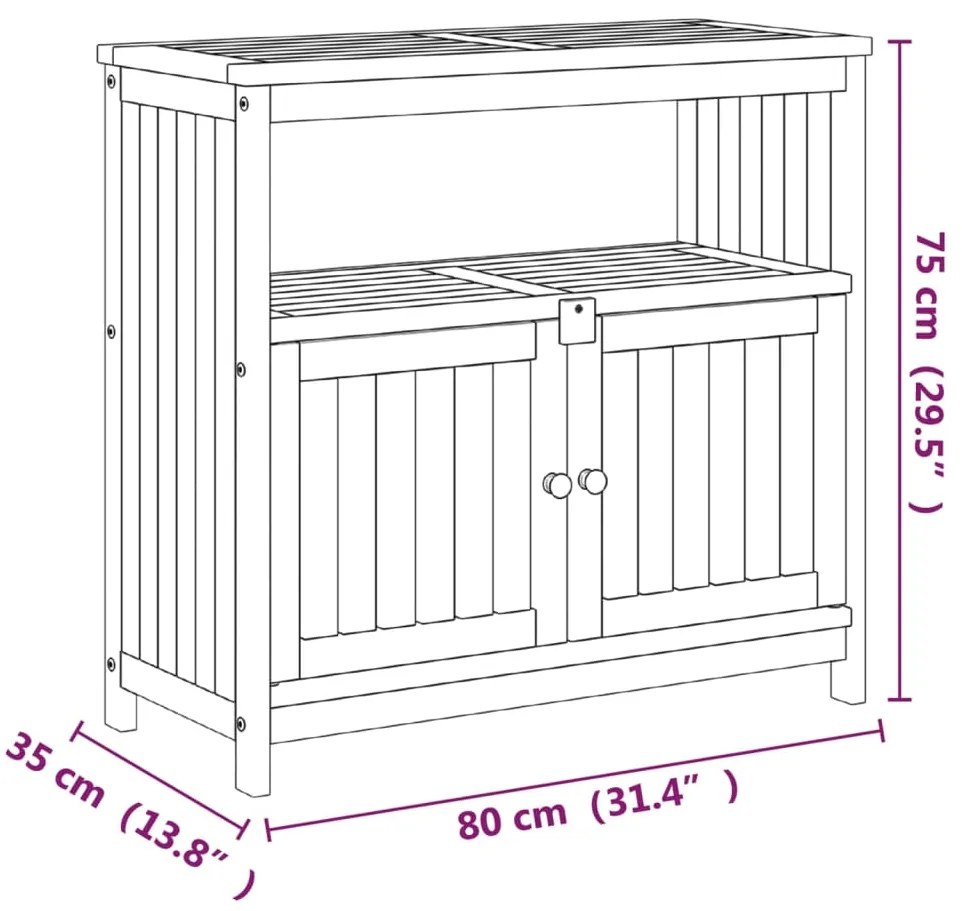 Mesa consola para jardim 80x35x75 cm madeira de acácia maciça
