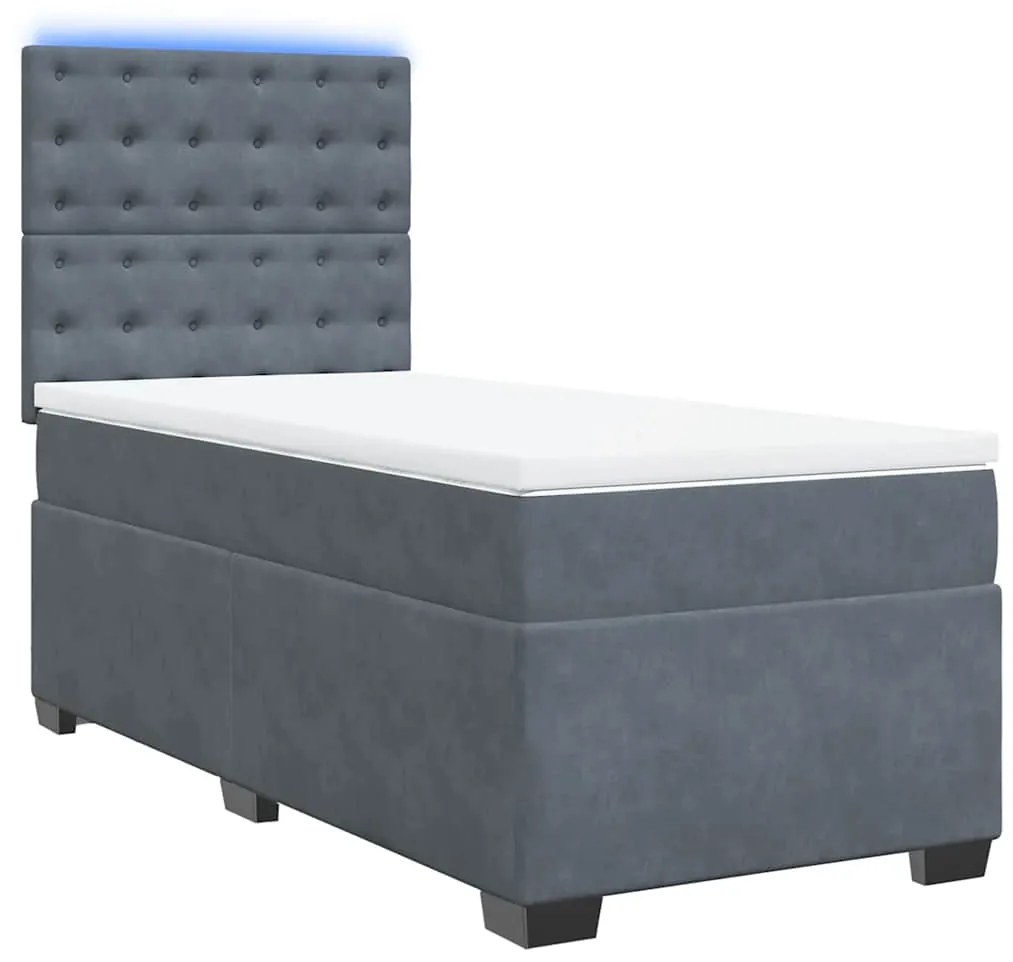 Cama com molas/colchão 80x200 cm veludo cinza-escuro