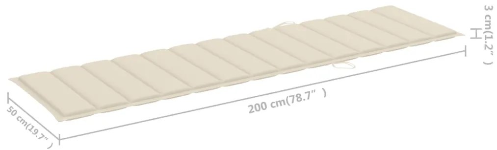 Espreguiçadeiras com mesa e almofadão 2 pcs teca maciça