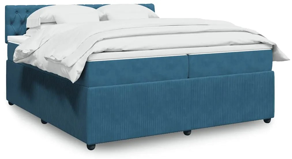vidaXL Cama com molas/colchão 200x200 cm veludo azul