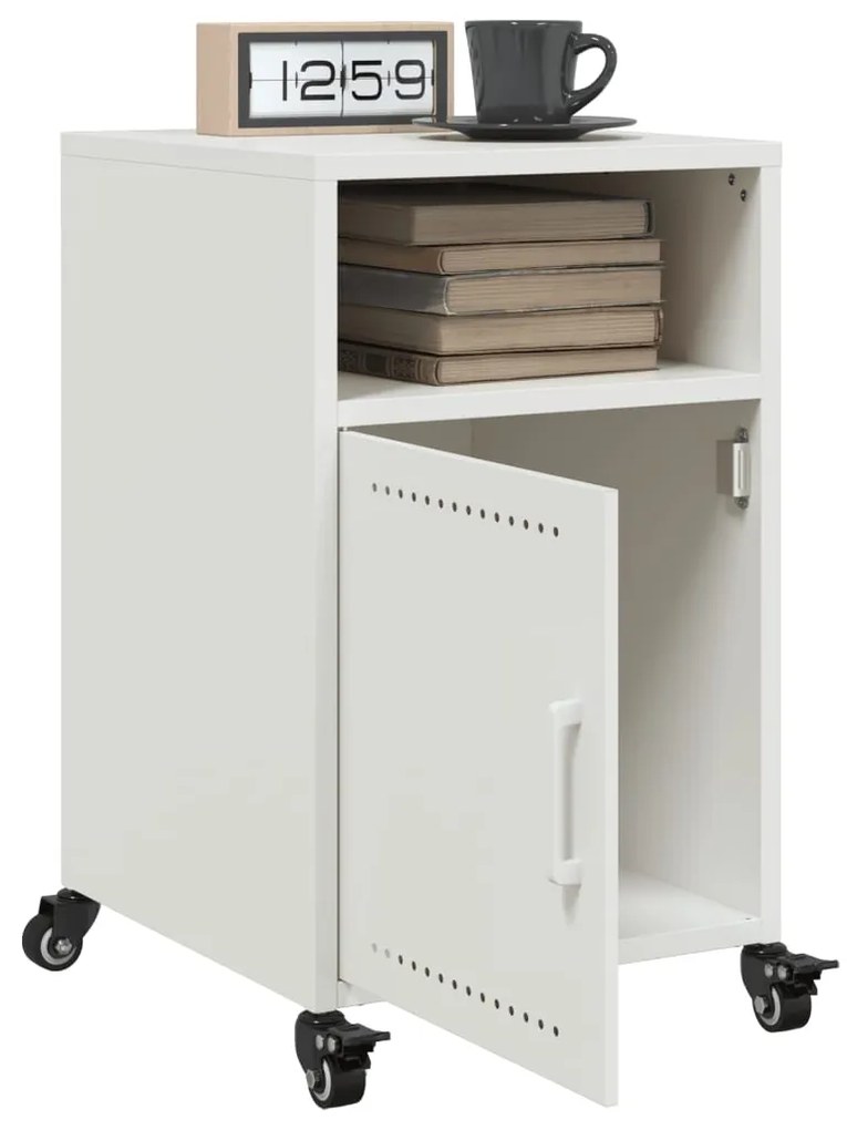 Mesas de cabeceira 2 pcs 36x39x59 cm aço branco