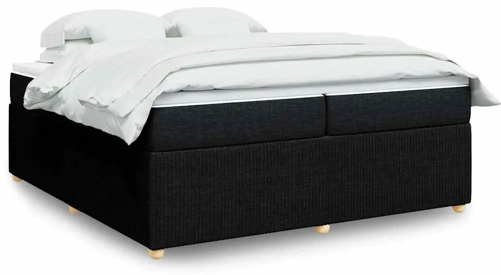 Cama com molas/colchão 200x200 cm tecido preto