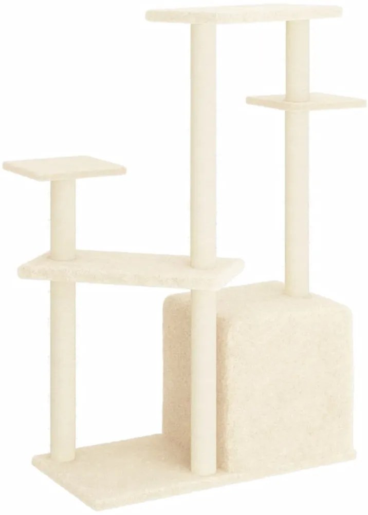 Árvore para gatos c/ postes arranhadores sisal 107,5 cm creme