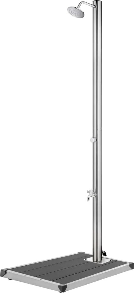 vidaXL Chuveiro de jardim c/ base cinzenta 220 cm aço inoxidável