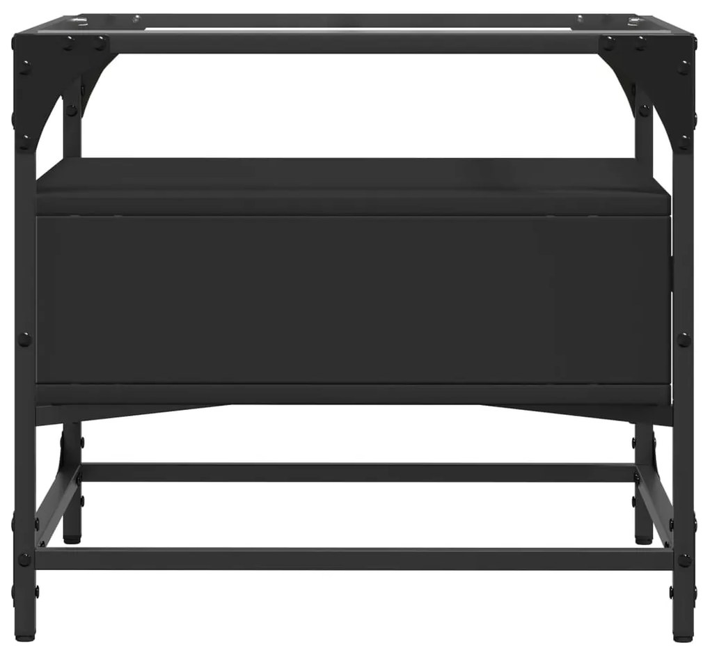 Mesa de centro com topo em vidro preto 50x50x45 cm aço