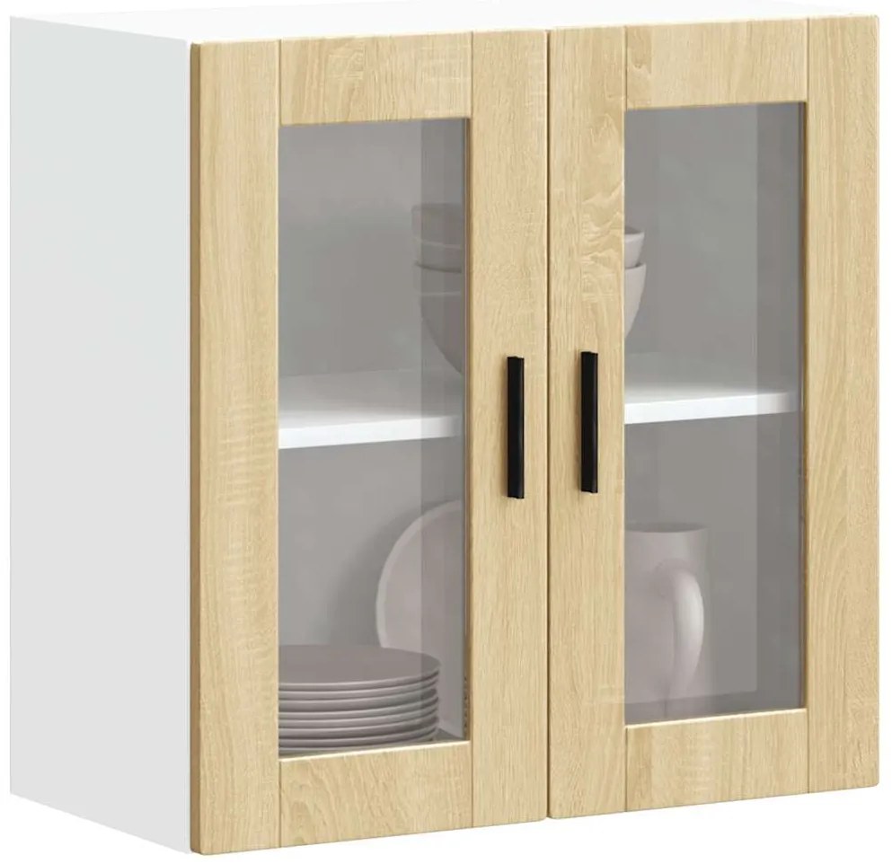 vidaXL Armário de parede de cozinha porta vidro Porto carvalho sonoma