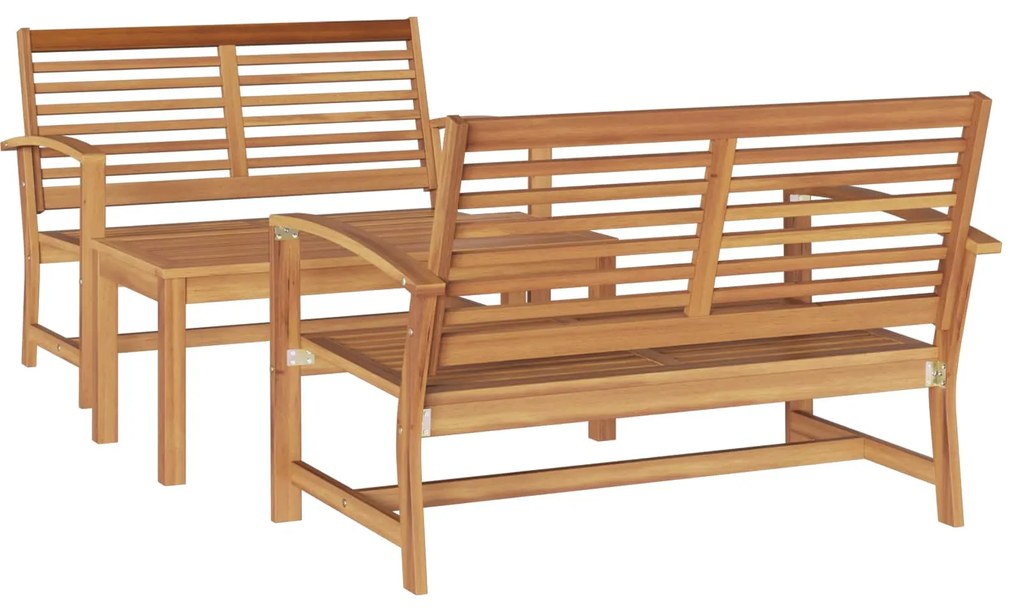 vidaXL Conjunto de Sofá de Jardim 3 pcs Natural Madeira de Teca Sólida